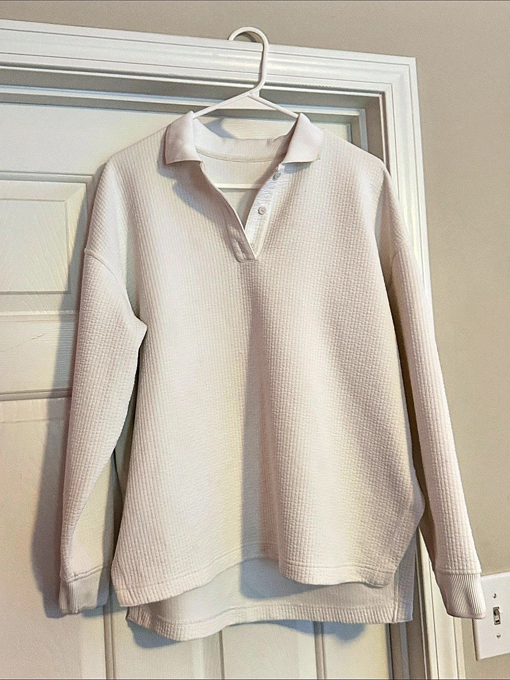 Lululemon Textured Long-Sleeve Polo Shirt White